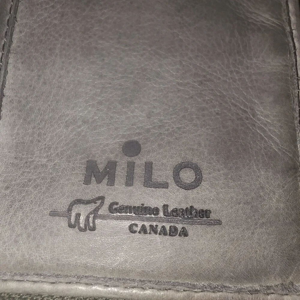 MILO ELLA Gray Leather Crossbody Multi Compartment Wallet Vacation Travel Canada